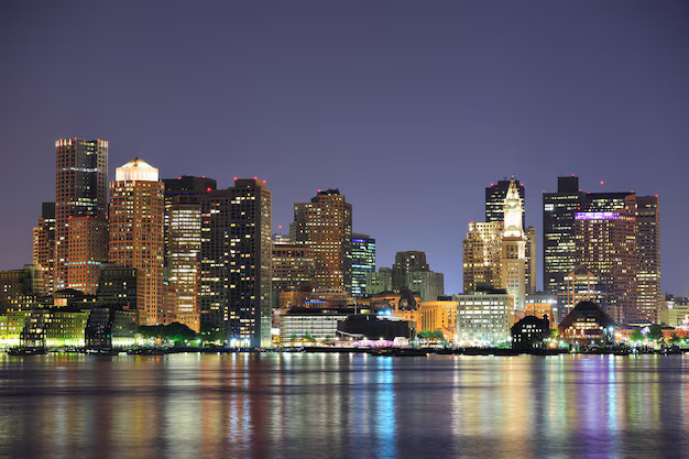 Boston skyline with a romantic aura, perfect for love spells in Boston, USA