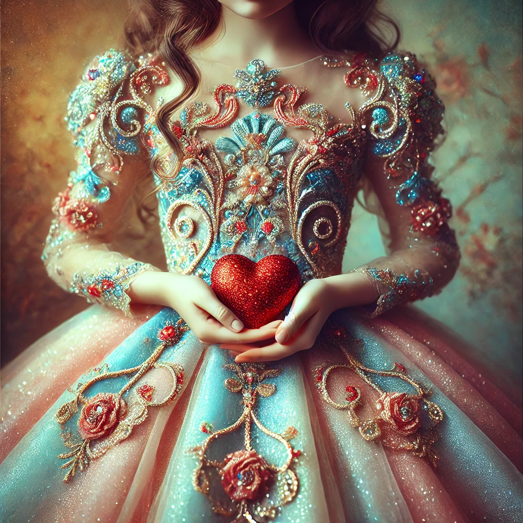 A girl holding a red heart for love magic and love spells