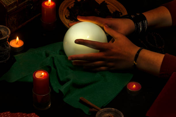 Services 8 A spellcaster performing a ritual to cast a love spell and attract positive energy.