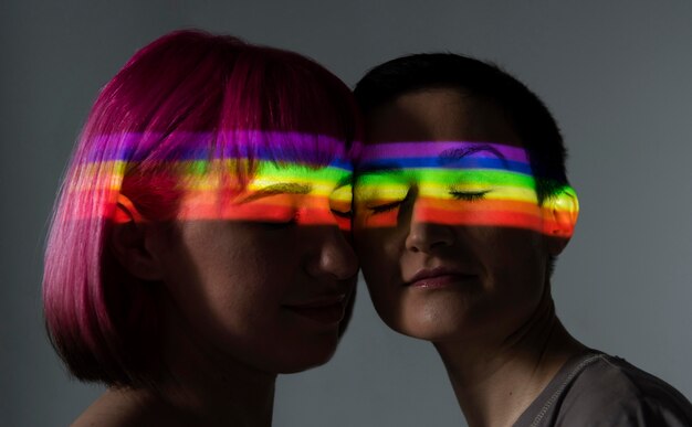 Spells 2 Same-sex couple with rainbow aura, representing gay love spells