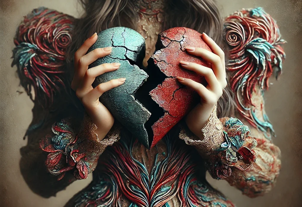A girl holding a broken heart for love spells and love magic