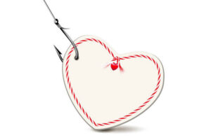 Heart with a hook love binding spell symbol representing love, commitment, and spiritual connection