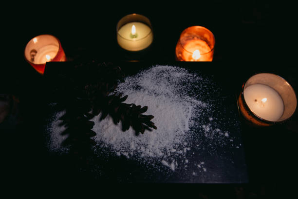 Protection from Evil Spells 22 White candle, salt, and clear quartz under the full moon for Protection from Evil Spells
