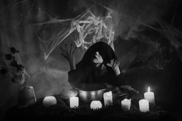 Witch Spells That Actually Work (And Won’t Summon a Demon by Accident) 4 A Witch doing a ritual with 5 burning candles. What Are Witch Spells