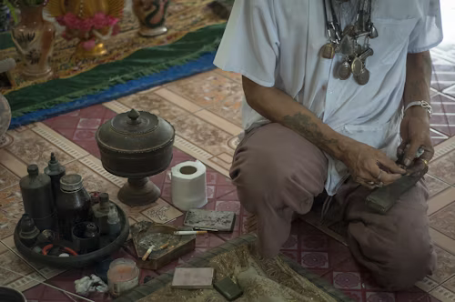 Strongest Love Spells 6 Person surrounded by healing crystals performing ancient love spells for self-care