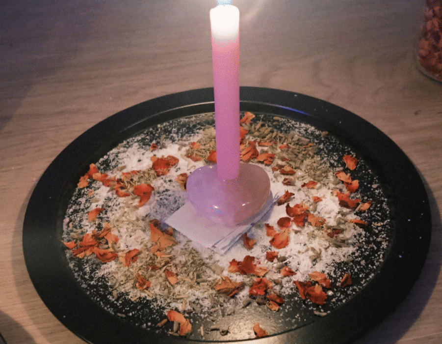 Best voodoo love spells setup with candles, herbs, and ritual tools