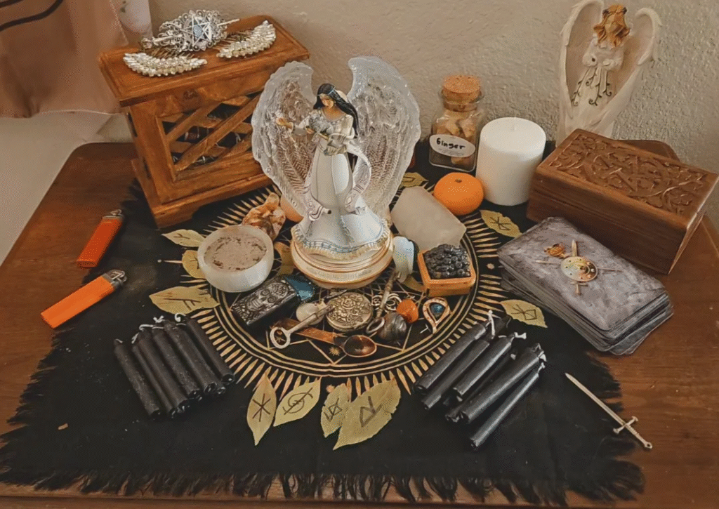Powerful Good Luck Spells 2 Traditional spell altar setup for powerful good luck rituals by Batha