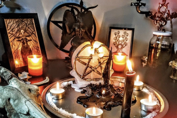 Binding Spells for Protection ritual setup with candle and cord