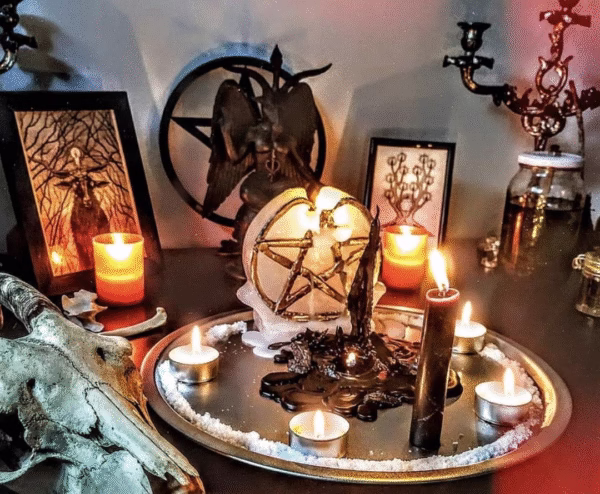Binding Spells for Protection ritual setup with candle and cord