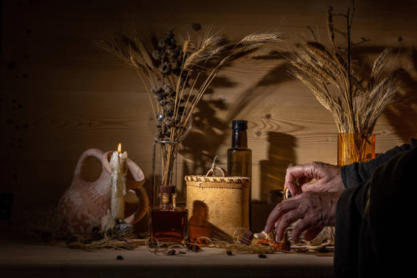 Candle and incense used during sangoma rituals in Soweto