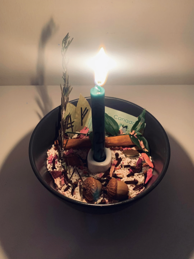 Powerful Business Success Spells That Work 2 Table with candles and crystals used in powerful business success spells that work and a spell to attract customers for entrepreneurs