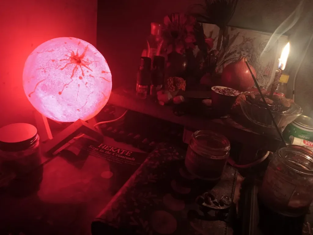 Love spells witchcraft ritual with candles and rose petals to attract true love and strengthen relationships in the USA