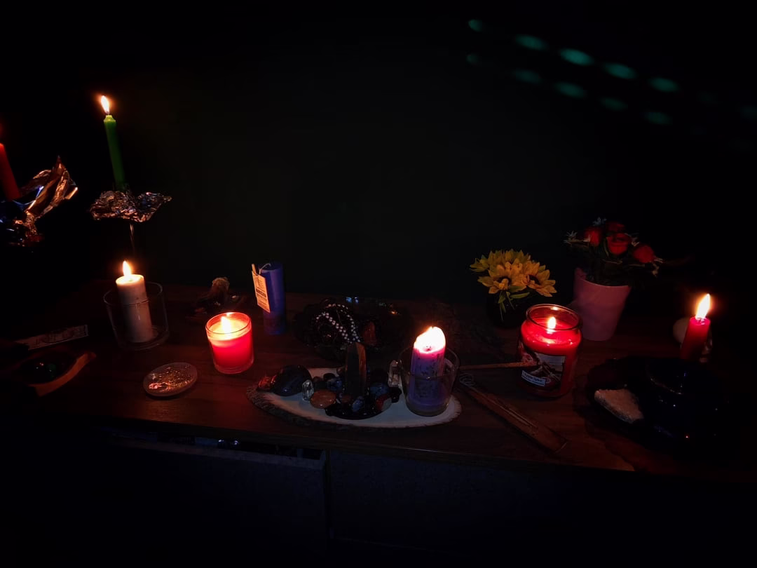 Spell to Keep Husband 1 Spell to Keep Husband ritual with candles and rose petals