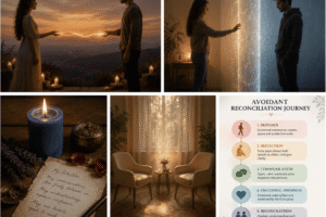 Reconciliation spell for avoidant partner symbolizing emotional reconnection and healing.