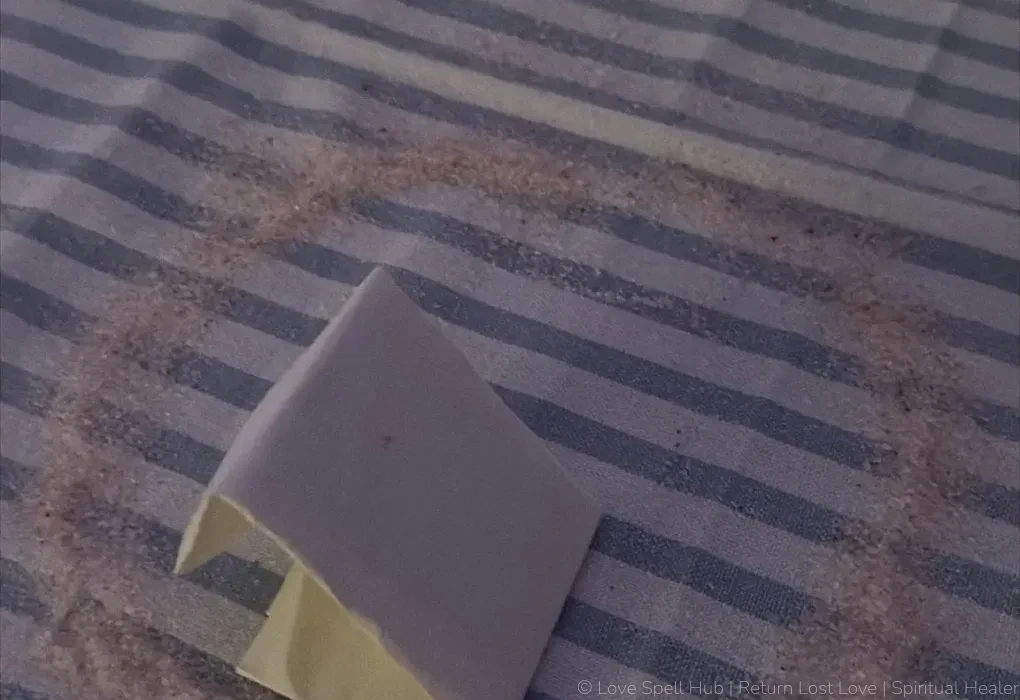 Love spells without ingredients traditional petition paper in a circle of salt