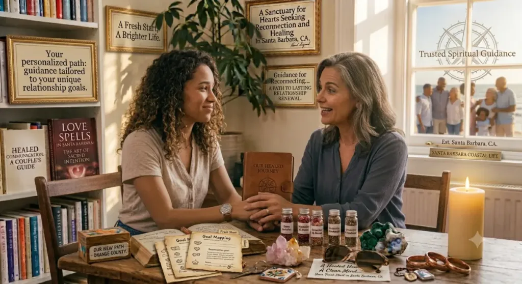 Couple embracing a hopeful future after Love Spells In Santa Barbara