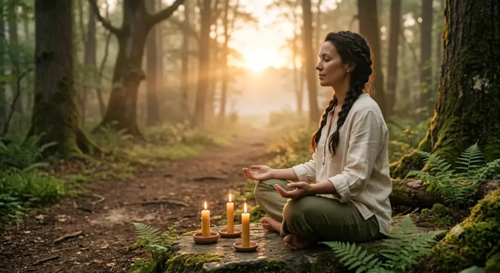 Peaceful spiritual journey representing personal growth through Voodoo traditions