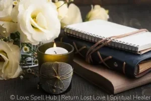 Spell for career success with candle, bay leaf, and written career intention